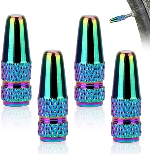 4 Stück Farbenfroh Französisch Staubschutzkappen, Aluminiumlegierung Ventilkappen, Bike Rad Reifen Ventil Abdeckungen, Luftventilkappen, Art Reifenkappen, Staubschutzhüllen, Ventilschaftkappen