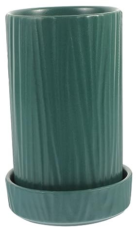 Hohopeti Porta Utensilios De Cocina Cerámica Verde, Organizador Compacto Para Cubiertos y Cucharas, Resistente Al Agua, Adecuado Para Mesa y Encimera, Soporte Funcional Para Cocina Moderna