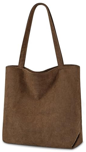 benpen Cord Tasche Damen,Handtasche Groß Shopper Tasche Umhängetasche Tote Bag mit Reißverschluss