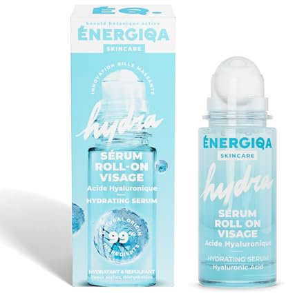 Siero viso idratante acido ialuronico – Repellente & Anti-Aging – 99% di origine naturale – Cura concentrata tutti i tipi di pelle – Roll on Alternative al Guasha – 30 ml – Energiqa