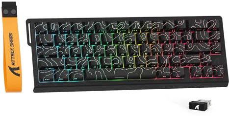 MAMBASNAKE X Attack Shark X68PRO HE 8KHz Rapid Trigger Wireless Gaming-Tastatur,BT/2.4G/Kabel,0,01mm RT-Genauigkeit Magnetischer Schalter,Einstellbarer Betätigung,5000mAh,RGB,PC/Mac-Schwarz Konturen