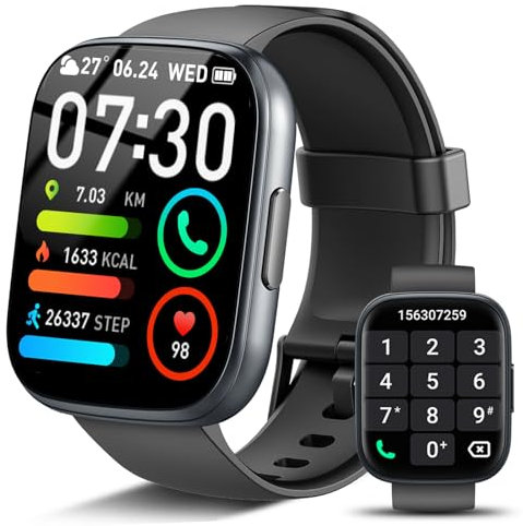 Smart Watch for Men Women Answer/Make Call, 1.95 HD Touch Screen Fitness Watch with Heart Rate/Sleep Monitor/Alarm clock/Pedometer, IP68 Waterproof Fitness Tracker for Android/iOS
