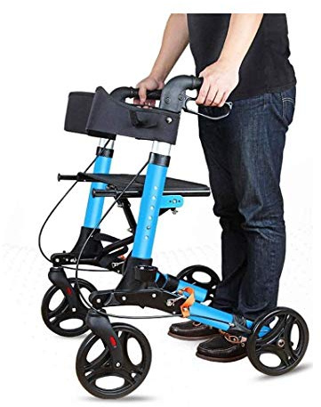QHLMLL Rollator in Alluminio per Anziani, deambulatore, Leggero, Pieghevole, per disabili, con Sedile e Ruote, raddoppia l'atmosfera di Comfort