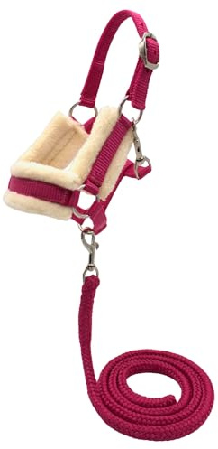 PFIFF Hobby Horse 103129 Little Lou Halter Set with Fluffy Fur Underlay and Lead Rope, Adjustable Size, Pink