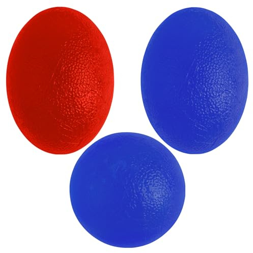 3 bolas de agarre de silicona azul en forma de huevo, para entrenamiento de dedos, entrenamiento de manos, bolas de agarre en forma de huevo, hasta 30 kg, juego de bolas antiestrés, para fortalecer el
