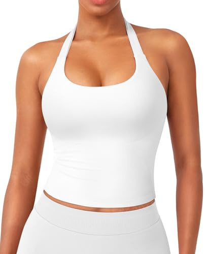 ZAAYO Débardeur à dos nu pour femme, dos nu, rembourré, pour le sport, l'entraînement, basique, sexy, sans manches