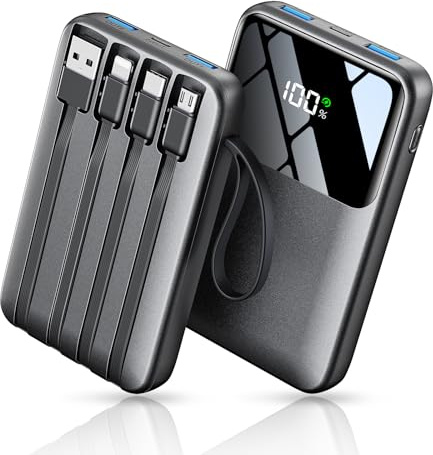 Power Bank Fast Charging 27000mAh, 22.5W Portable Charger Built-in 4 Cables