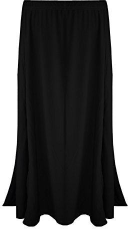 SA Fashions Elegant Ladies New Long Hippy Gypsy Maxi Plus Sizes Elastic Loose Waist Jersey UK Skirt (Black, LXL (16-18))