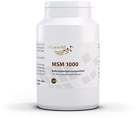 MSM 1000 - MSM Tabletten hochdosiert mit 1000mg Methylsulfonylmethan pro Tag (120 vegane Tabletten) – organischer MSM Schwefel - kompakter als viele MSM Kapseln – ohne Zusätze, glutenfrei – vitaworld