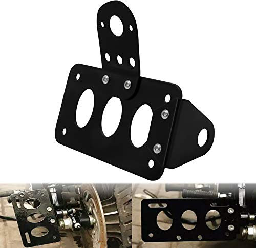 HDBUBALUS Tail Light Side Mount License Plate Bracket Horizontal Vertical Tag Holder Fit for 20mm (34) Axle Mount Compatible with Harley Yamaha Suzuki Kawasaki Cruiser Chopper Bobber Custom Bike