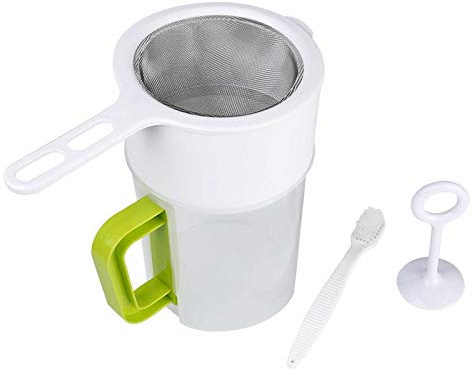 Nut Milk & Greek Yogurt Maker - Reusable & Durable Nut Milk Bag Alternative - Fine Mesh Stainless Steel - Soy/Oat/Almond Milk - All Purpose Food Strainer - (1 Quart Yogurt, 1.5 Quart Nut Milk) (B)