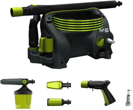 AVA GO P40 L Pressure Washer, 120 Bar 390 L/H, 1700 W, Ultra-portable power washer for car cleaning, patios, and more - Includes award winning zoom lance, Jet washer designed to be carried