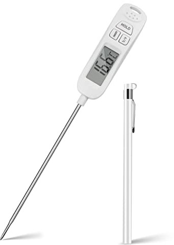 Digital Fleischthermometer Küchenthermometer Grillthermometer, sofort lesbar mit Langer Sonde, großer LCD-Bildschirm für Küche, Backen, Braten, Grillen, Grillen (Batterie im Lieferumfang enthalten)