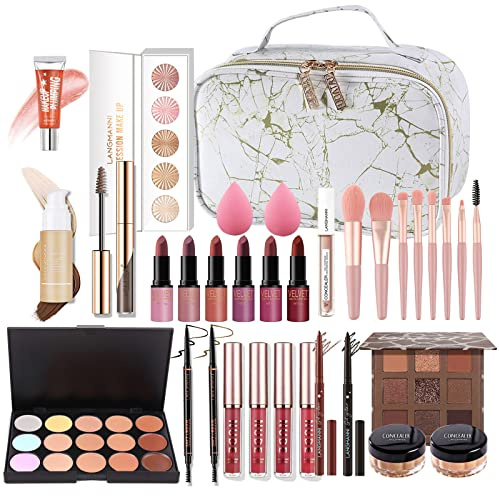 FantasyDay Beauty Advent Calendar 2025 Women, All-in-one Makeup Gift Set for Girls Must-Have Cosmetic Surprises Include Eyeshadow Palette Lipstick Blush Concealer Face Powder Eyeliner Mascara Brush