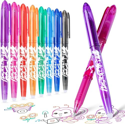 Radierbare Kugelschreiber, Tintenroller Radierbar, 8 Farben Radierbarer Gelschreiber, Kugelschreiber mit Radiergummi, 0.5mm Radierstift für Bullet Journal,Notizen Annotieren, für Studenten und Büros