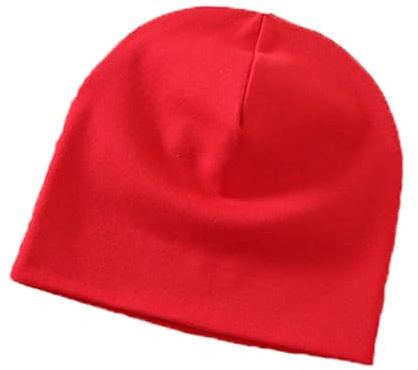 MAKFORT Babymössa, mössa, barn, mjuk bomull, småbarn, hatt, barn, slip-mössa, pojke och flicka, röd, L