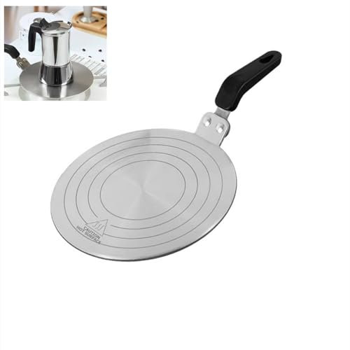 Gocoffun Piastra per diffusore di calore, 20 cm, in acciaio inox, per fornelli a gas, diffusori di calore, adattatore a induzione per moka, pentole da caffè (20 cm)