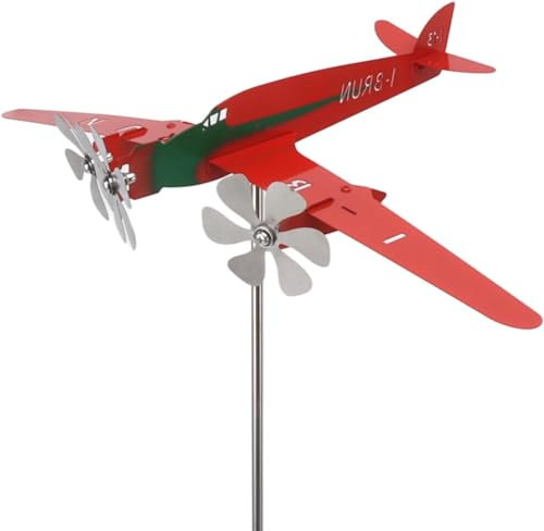 Ataoyus Banderuola per Aereo in Metallo 3D, Mulino a Vento in Metallo, 3D Banderuola Segnavento Aereo, Girandola per Aeroplano Antiruggine per Garage, Cupola, Fienile, Patio per Cortile E Giardino
