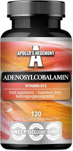Adenosylcobalamin 120 Tabletten - Optimal bioverfügbares Vitamin B12 für verbesserten Energiestoffwechsel - 480 Portionen - Nahrungsergänzungsmittel von Apollo's Hegemony
