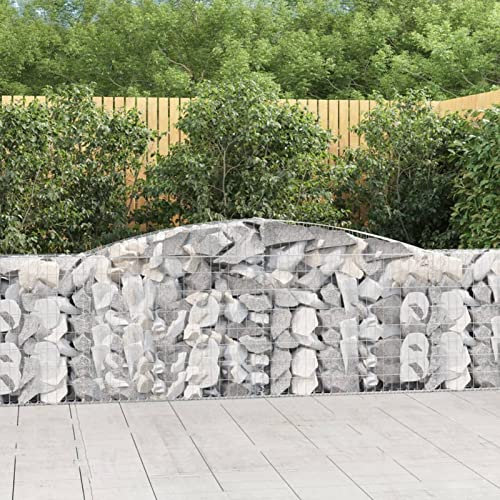 Iiaky Gabionen mit Hochbogen 3 Stk. 400x30x80/100cm Verzinktes Eisen GabionenköRbe WasserzapfsäUle Garten Gabionen Zaun Gabionensteine 3146854