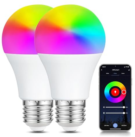 Bratek 2 Lampadine Smart E27 Compatibili con Alexa, Google Home, App Tuya, SmartLife - 11W, 1050 Lumen, Dimmerabili, LED RGB e LED CCT per Multicolore e Bianchi Perfetti - Equivale a 90W Incandescenza
