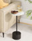 HEYZOEY Drink Table Pedestal, Small Round Side Table, Wood Drink Tables for Small Spaces, Pedestal End Tables, White & Black