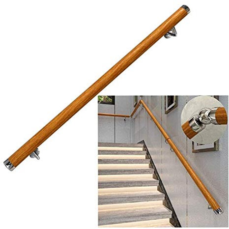 Ringhiera per scale in legno per interni in legno massello per soffitta per bambini e anziani Supporto Design semplice per la sicurezza domestica e stabilità a parete