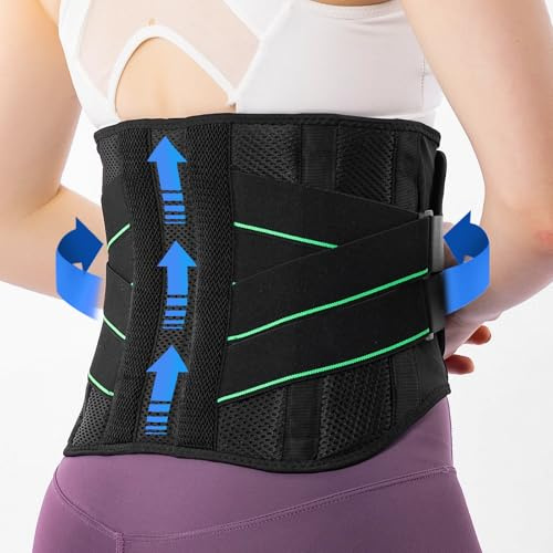 ZAHRVIA Ryggstödsbälte för män och kvinnor, bekvämt ryggbandage, justerbart ländryggsstöd med stödstavar, andningsaktiv ryggrem – perfekt för ryggsmärta (XL)