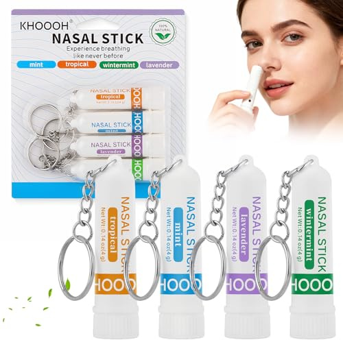 Inhaladores nasales portátiles con aroma a menta, ideales para viajes. Mejoran la concentración y despejan las vías nasales.