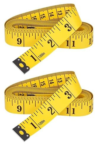 2 Pcs Tape Measure,120 Inch Soft Measuring Tape,Portable Sided Durable Flexible Fabric,Durable Tailors Body Tape Measure for Fabric Dressmaking,Tailors Crafting,Body Measurement,Sewing Accessories