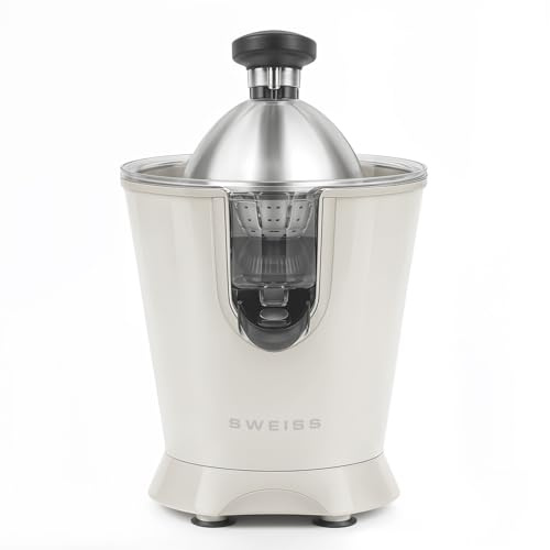 SWEISS Spremiagrumi elettrico professionale ZEST8, beccuccio antigoccia, compatibile con lavastoviglie, dispositivo silenzioso, braccio articolato potente 160W, beige