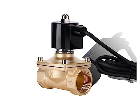 UWUKCJOKQ 1-0,5 tum normalt stängd mässing IP68 vattentät fontän magnetventil 110 V 24 V 12 V 24 v för undervatten (Npt-220vac-viton-seal)