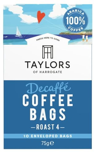Taylors of Harrogate, Roast 4, Decaffe Coffee Bags, 10 Enveloped Bags (Pack of 1)