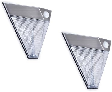 Smartwares 2er Set LED Solar Außenleuchte mit Bewegungsmelder, Edelstahl, Wandleuchte Downlight, IP43