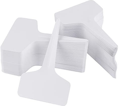Kalolary 200 Pieces Plant Labels Tags Markers, T-Type White Waterproof Plant Labels for Outdoor Plants Garden Nursery Markers Plant Sign (6 x 10cm)
