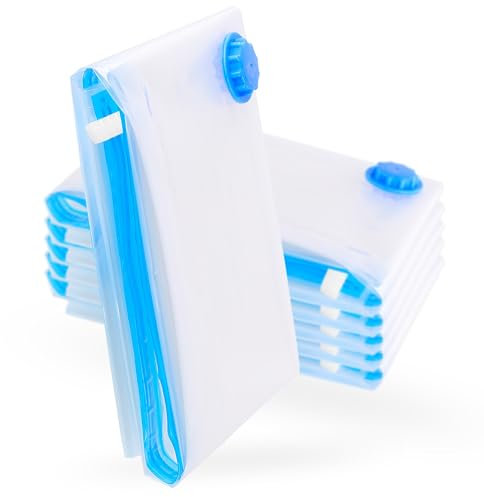 XXL Vakuumbeutel für Kleidung & Bettdecken - 6er Set (100x80 cm) mit Etiketten - Luftdichte Vakuumierbeutel für Kissen, Decken & Wäsche - Vakuum durch Staubsauger - Platzsparende Aufbewahrung