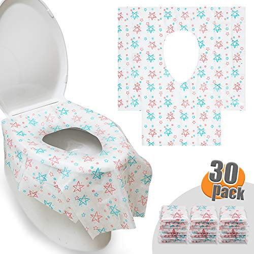 HBselect 30 pcs Einweg Toilettenauflagen Toilettenbezüge Übergroßer XL WC Toilette Auflage Toiletten Sitzbezug WC-Sitz Matte Toilettenpapier Pad Kinder und Erwachsene Super für Unterwegs Klo