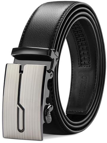 TANGCHAO Gürtel Herren,Ledergürtel Ratsche Automatikschließe für Herren Business Anzug Jeans, 35mm Gürtel,Größe Einstellbar