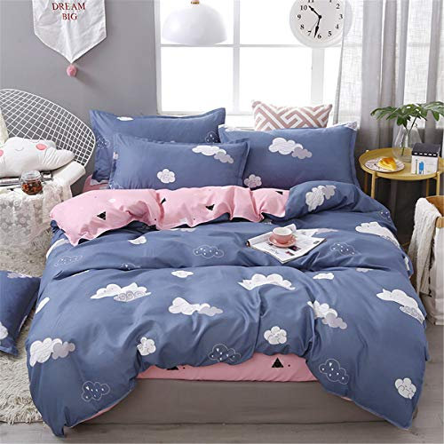 Odot Bettwäsche Set 4 TLG Bettwäsche-Set 4 Teilig, Wolke Bettbezug Set Mikrofaser Modern Wende Weiche mit Reissverschluss Bettbezug Kissenbezüge Bettlaken (200x230cm,Rosa Dreieck)