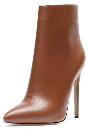 Castamere Botas Cremalleras Mujer Tacón de Aguja Botines Tacón Alto 12CM Marrón Pu Zapatos EU 40
