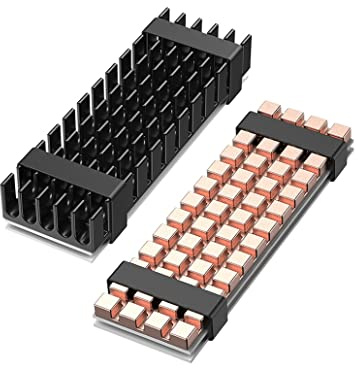 GRAUGEAR | 2 x kylflänsar för M.2 SSD (2280) | 2-pack M.2 kylarsats | dubbel kylfläns 1 x koppar (3 mm) + 1 x aluminium (10 mm) | inkl. värmekuddar + tillbehör | G-M2HS02