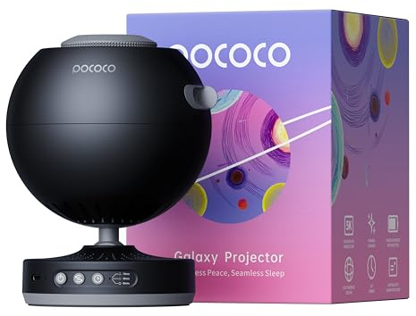 POCOCO Galaxy Star Projector for Bedroom with Replaceable Optical Film Discs, Home Planetarium Night Light Projector with High-Definition Soft Light for Relax, Study, and Meditate, Stress Relief Gifts