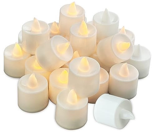 Nutabevr 24 LED Batterie betriebene flammenlose Teelichter Kerzen, realistische helle blinkend Teelichter,Dose langlebig 8 Stunden warme gelbe Glühbirne,für Weihnachten,Ostern,Hochzeit,dekorationen