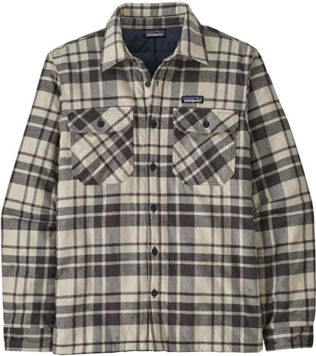 Patagonia M's Insulated Organic Cotton Mw Fjord flanellskjorta jacka, Ice Caps: Smolder Blue, L