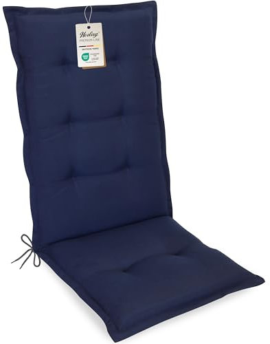 Herlag Gartenmöbelauflage Valeria Hochlehner 123x50x7,5cm | Sitzauflage Einfarbig | Polsterauflage Klappsessel | Gartenstuhlauflage Design-Edition | Öko Tex 100 | 1 Polster | Blau