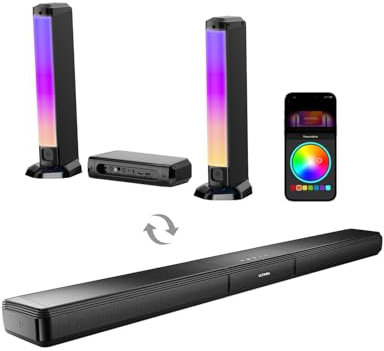 ULTIMEA 5.0ch Sound Bar for Smart TV, PC With RGB Light, Detachable, App Control, 120W Peak Power, Bluetooth 5.3, HDMI-ARC/OPT/AUX, Wall Mount, Apollo S70