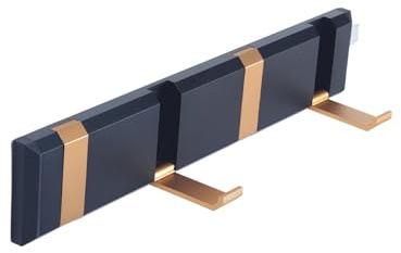 Wall-Mounted Folding Hook for Clothes, Hats, Coats, Bags with 4 Foldable Hooks - Golden Black | Heavy Duty, Self Adhesive, Space-Saving Design for Entryway, Bathroom, Bedroom and Kitchen