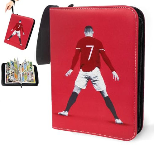 XTAIQD Trading Card Album for Football, Card Binder Folder 4 Pocket 50 Pages 400 Cards Capacity, Trading Card albums,waterproof PU Leather Card Binder,It is the Gift for Boys Girls ﻿