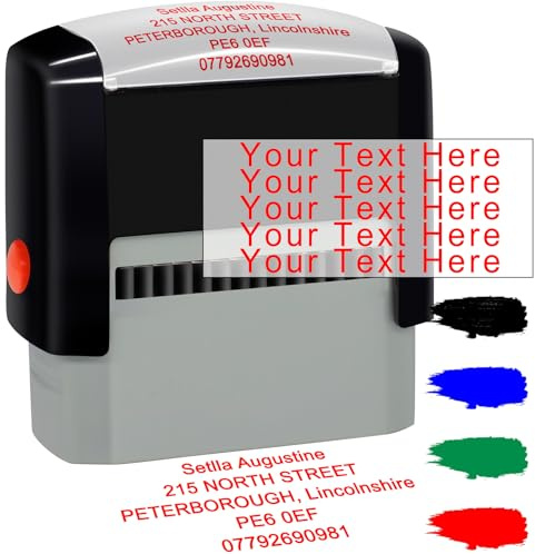 Personalised Stamp 70x25mm Custom Self-Inking Stamp Business Company Address Rubber Return Date Signature Ink Stamp