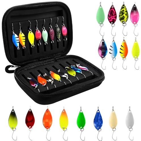Zyluniy 16 pezzi Esche Da Pesca, Cucchiaini da Pesca Esche, perfetti per la pesca alla trota, Cucchiaino Esca da Pesca, Accessori per la pesca al cucchiaio per trota, pesce persico e luccio